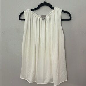 H&M Cream Pleated Blouse with Rounded Neckline